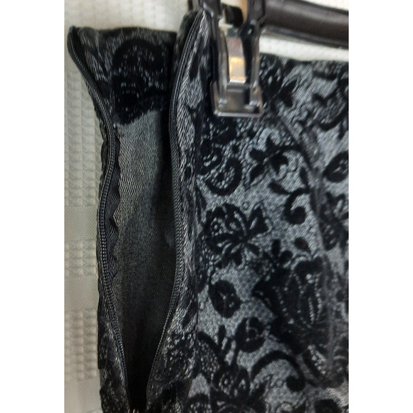 VINTAGE MATCH WOMEN'S SZ 8 GRAY- BLACK FLORAL‎ FLARE SIDE ZIP PANTS - Picture 5 of 9